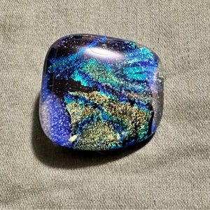 Artisan Blue Dichroic Glass Pendant Pin
